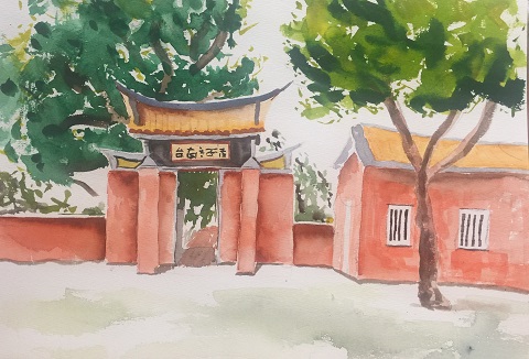 Confucian Temple | Paul Filenko | 2018 | Watercolor | Tainan, Taiwan

